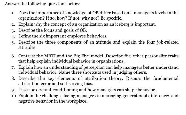 Solved Answer The Following Questions Below: 1. Does The | Chegg.com