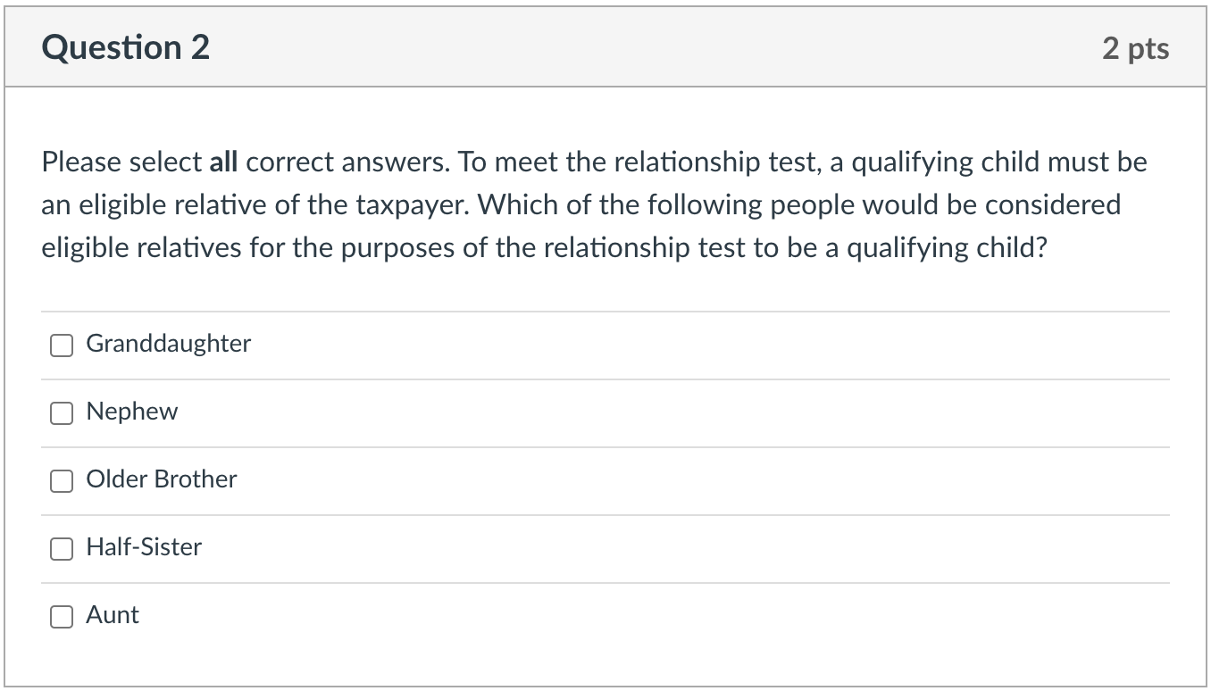 Solved Question 2 2 pts Please select all correct answers. | Chegg.com