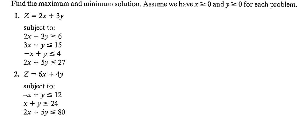 Solved Find the maximum and minimum solution. Assume we have | Chegg.com