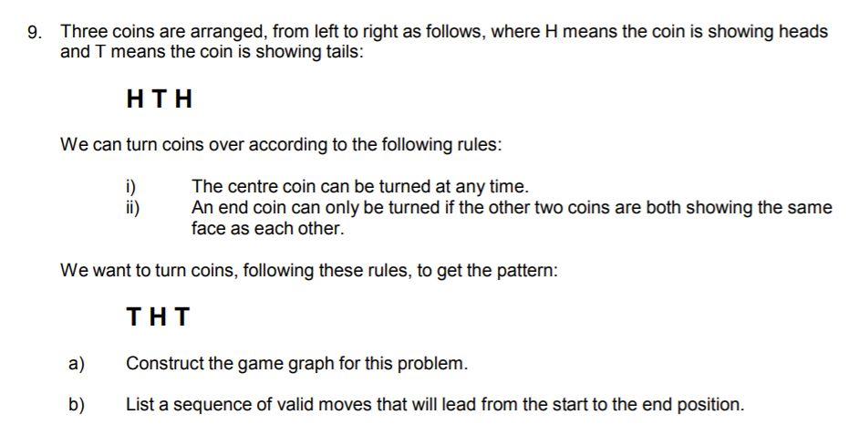 Solved 9. Three Coins Are Arranged, From Left To Right As | Chegg.com