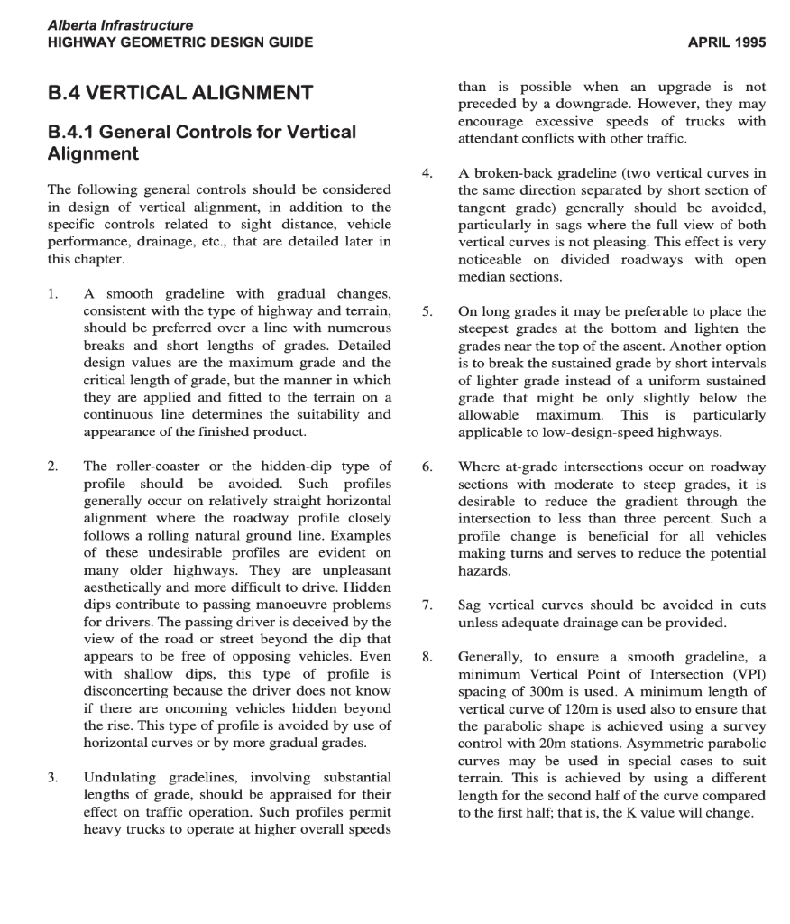 ASSIGNMENT #1 – VERTICAL ALIGNMENT DESIGN An existing | Chegg.com