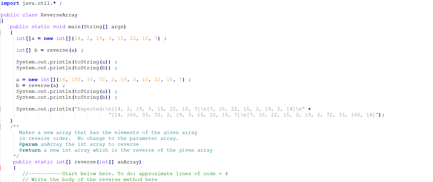 Solved import java.util.* ; public class ReverseArray l{ | Chegg.com