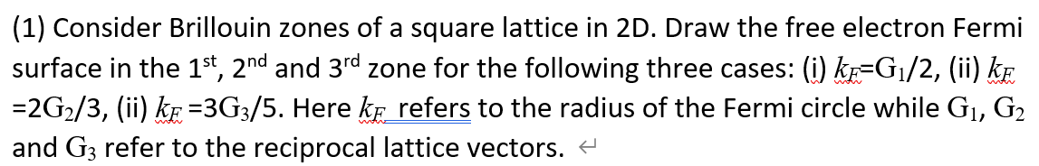 Solved (1) Consider Brillouin zones of a square lattice in | Chegg.com