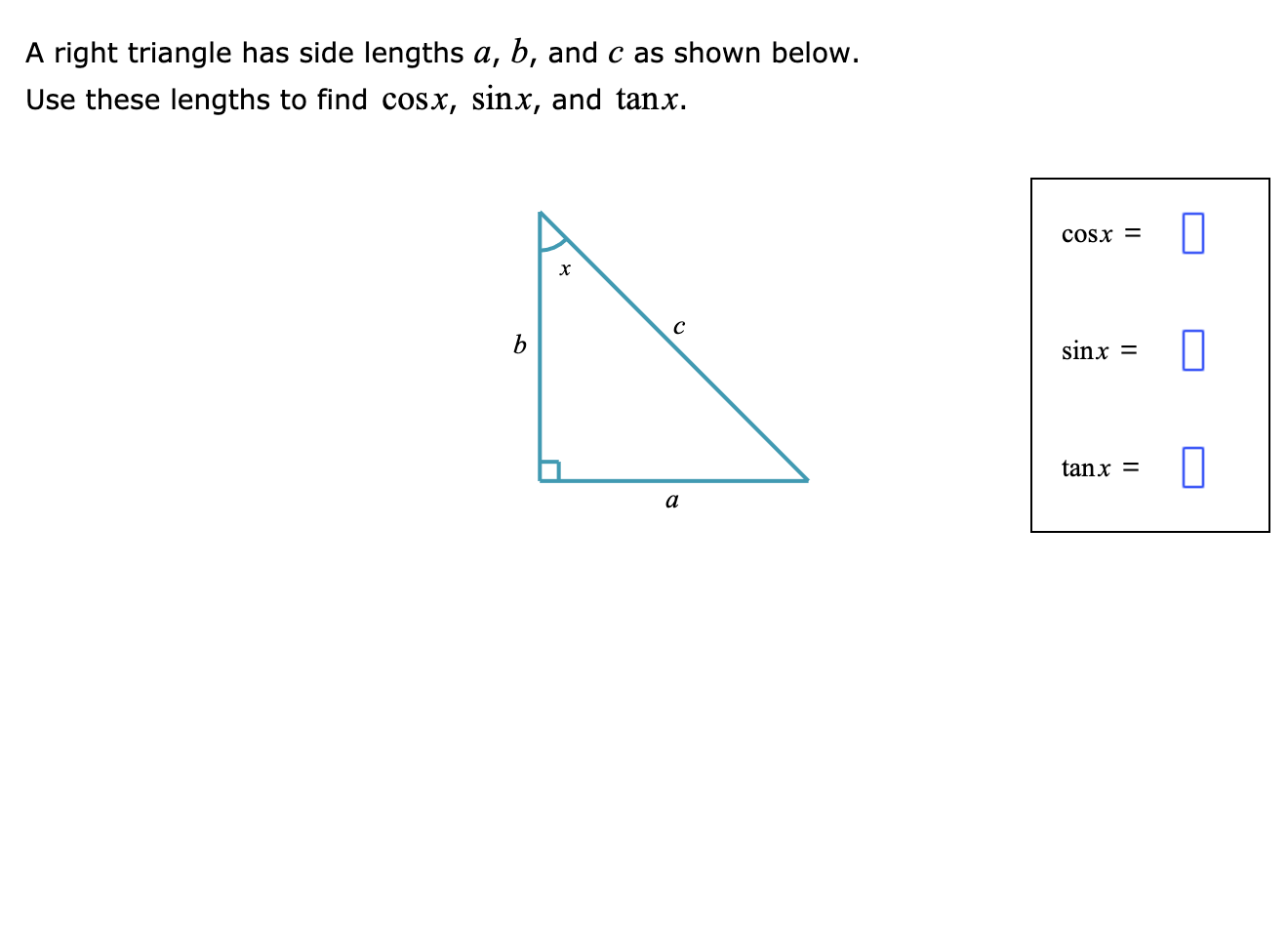 Solved A Right Triangle Has Side Lengths And As Shown 0377