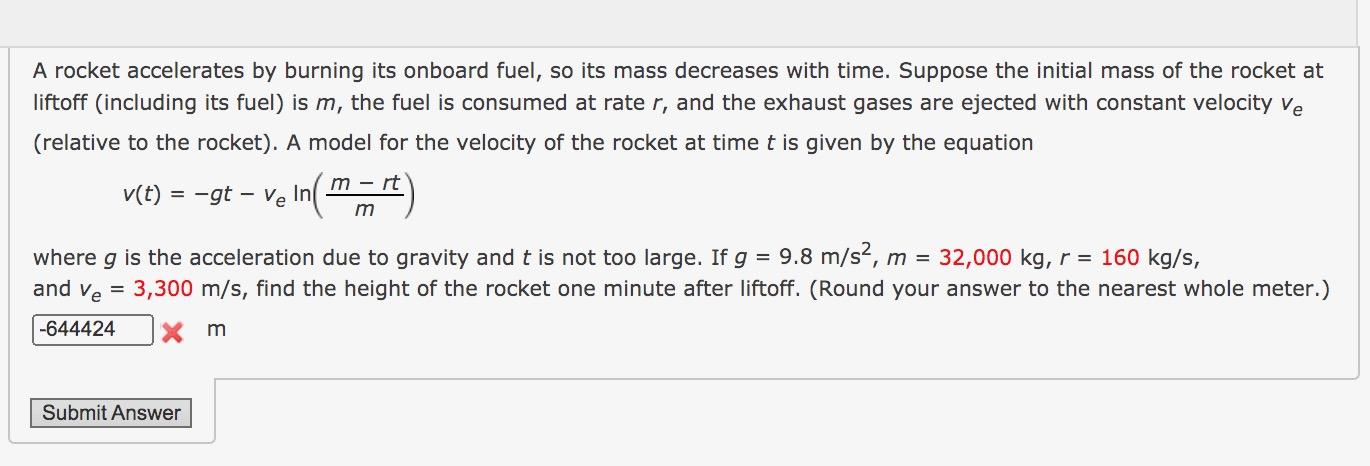 A Rocket Accelerates By Burning Its Onboard Fuel So Chegg Com