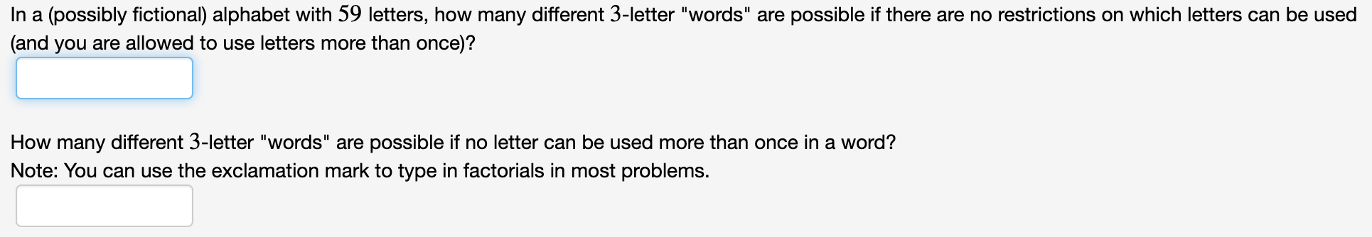Solved In a (possibly fictional) alphabet with 59 letters, | Chegg.com