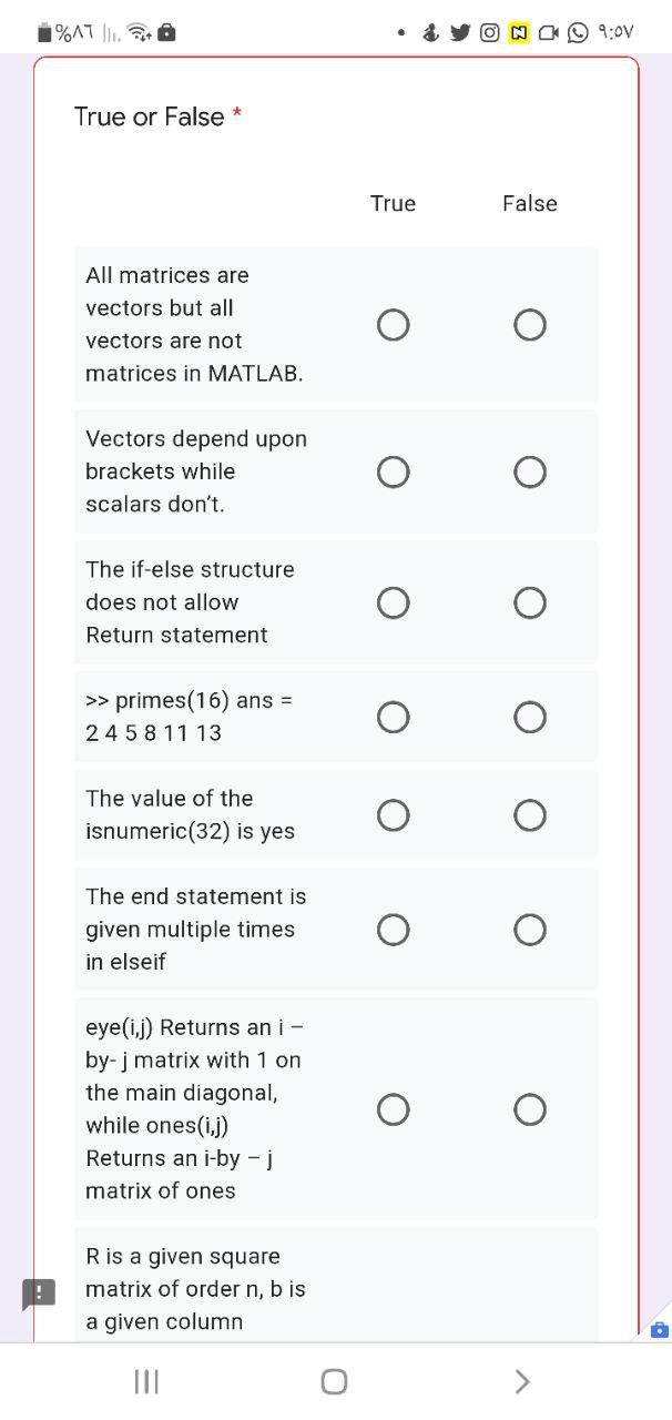 Solved ATI. Z 090V True or False * True False All matrices