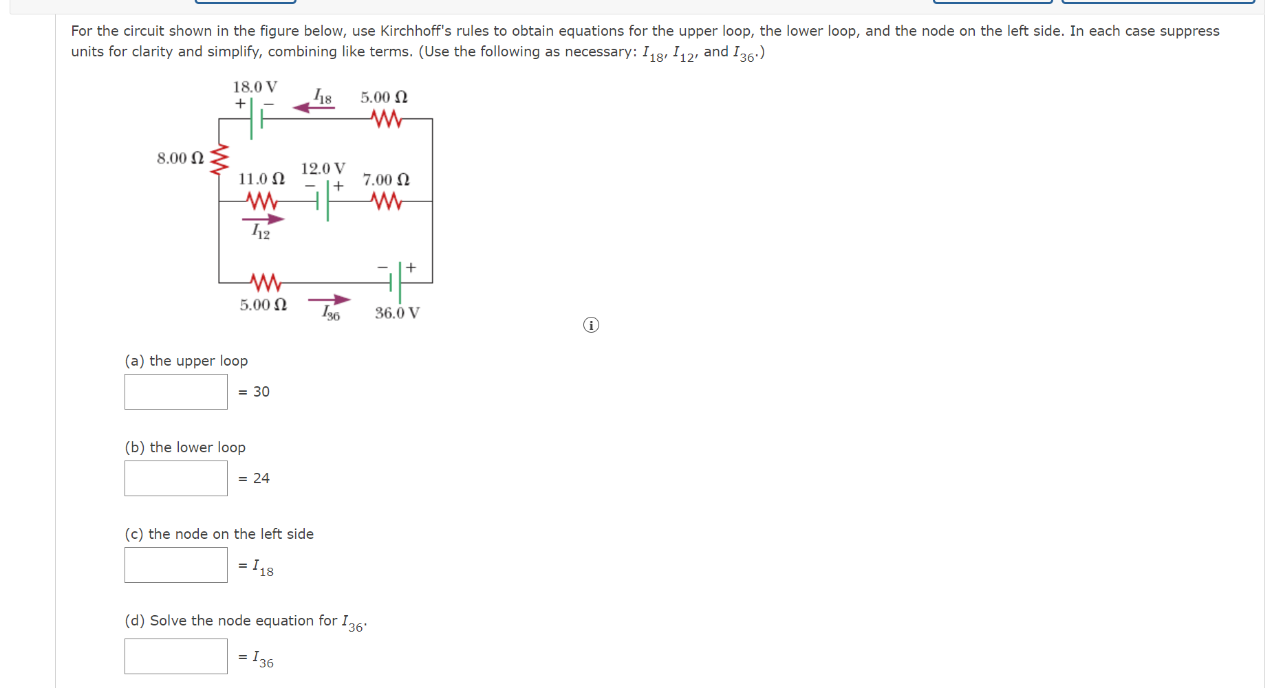 Solved For the circuit shown in the figure below, use | Chegg.com