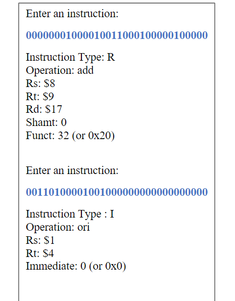 Write a C program that decodes an input machine code. | Chegg.com