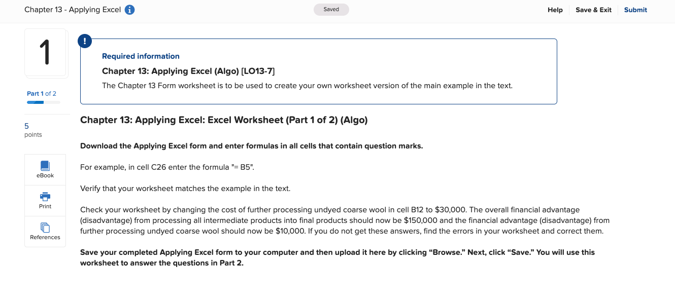 Predownload: Solved Chapter 13 Applying Excel Saved Help Save Exit Chegg Com [ 596 x 1330 Pixel ]