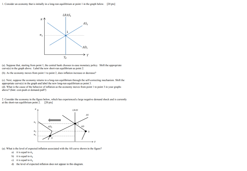 . Consider an economy that is initially in a long-run | Chegg.com