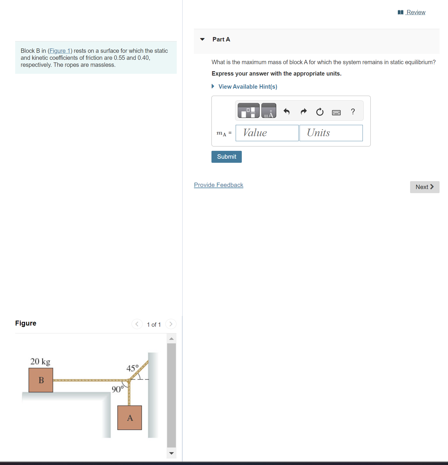 Solved Block B in (Figure 1) rests on a surface for which | Chegg.com