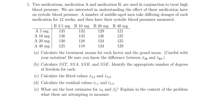 Solved 1. Two Medications, Medication A And Medication B, | Chegg.com