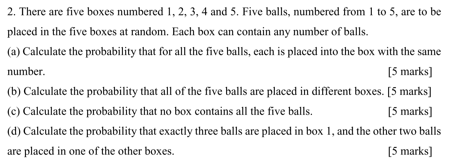 a box contains five balls numbered 1 2 3 4 5