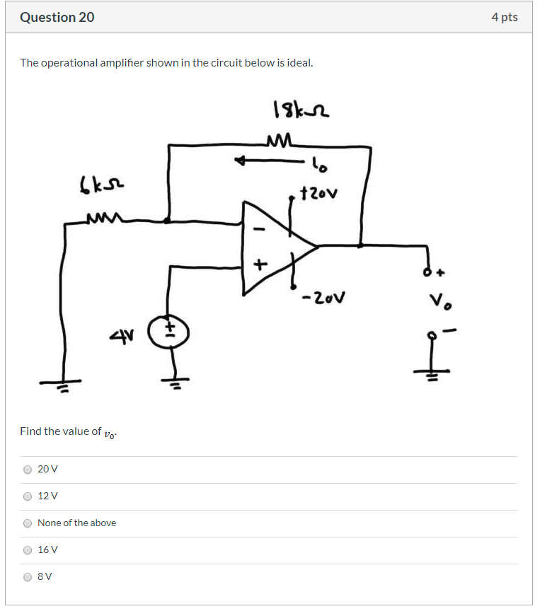 Solved Question 20 4 Pts The Operational Amplifier Shown In | Chegg.com