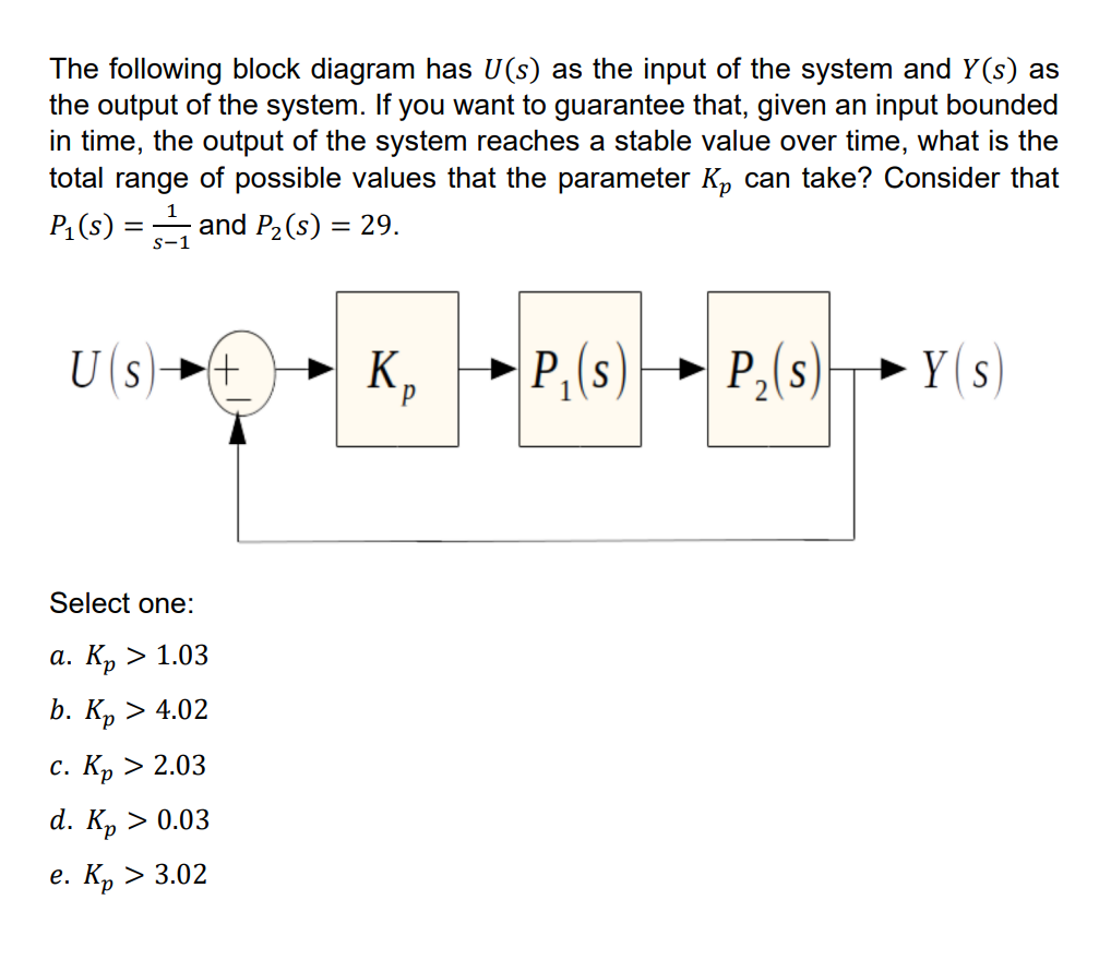 Solved The following block diagram has U(s) as the input of | Chegg.com