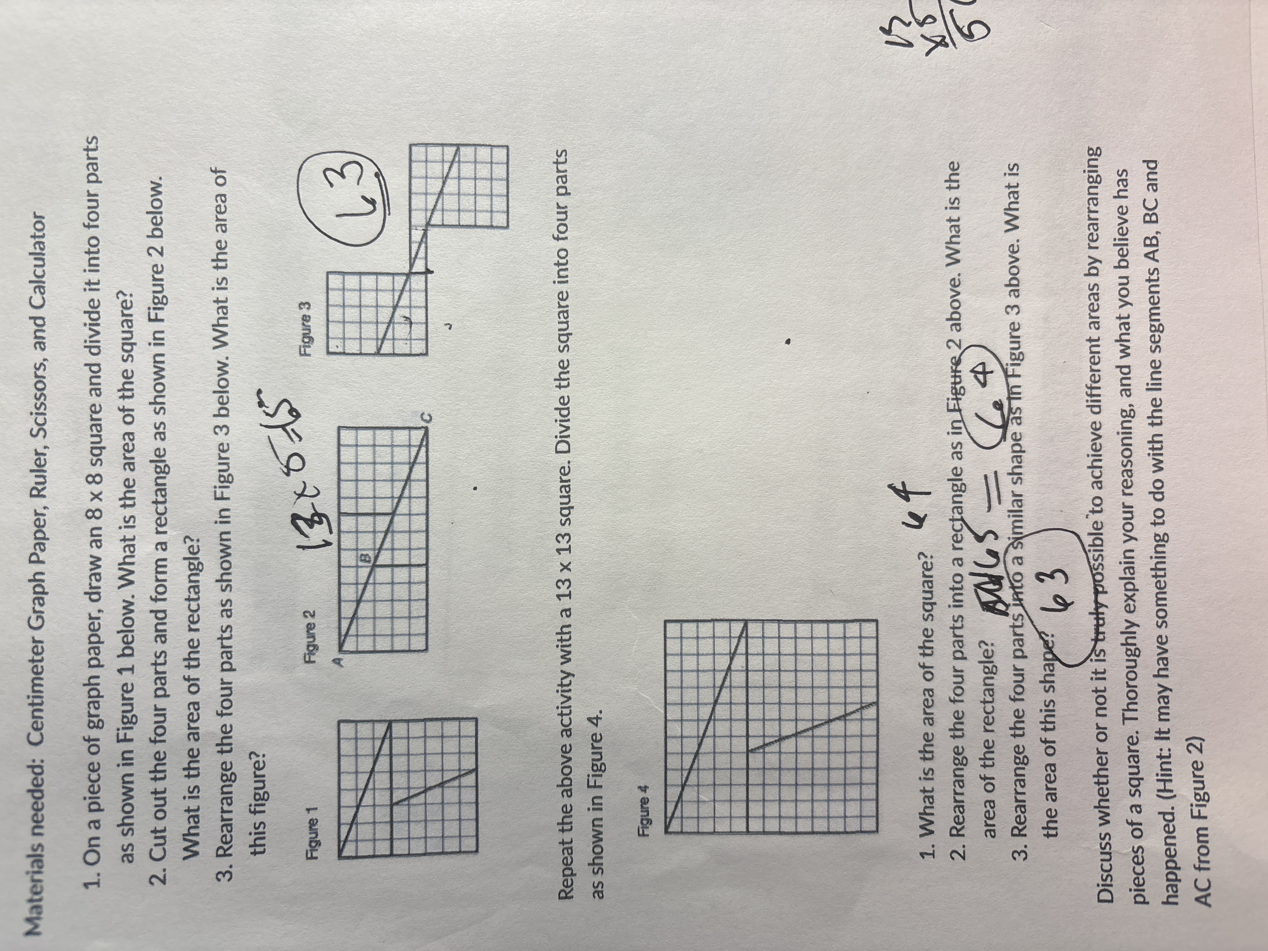 On ﻿a piece of ﻿graph paper, draw an 8×8 ﻿square and | Chegg.com