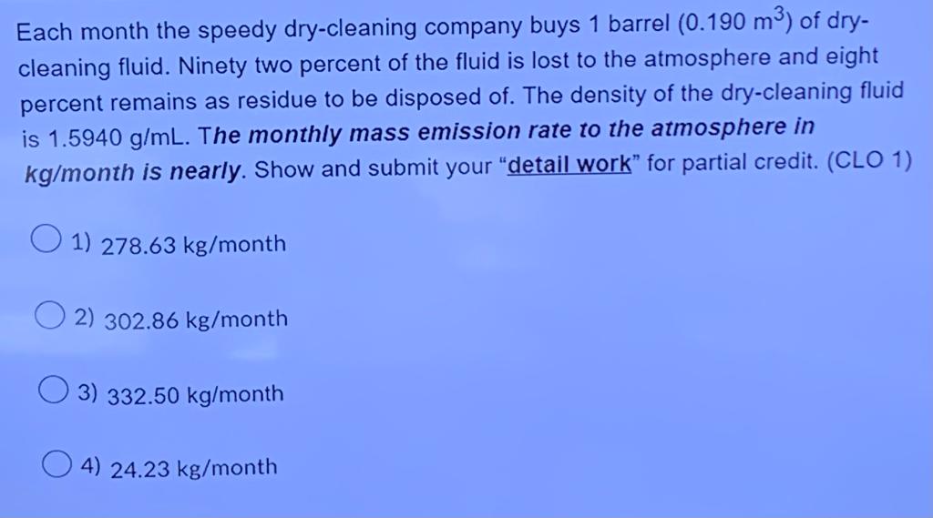 Solved Each month the speedy drycleaning company buys 1