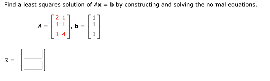 Solved Find a least squares solution of Ax = b by | Chegg.com