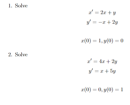 Solved 1 Solve 2 Y Y 2 2y X 0 1 Y 0 0 2 Chegg Com