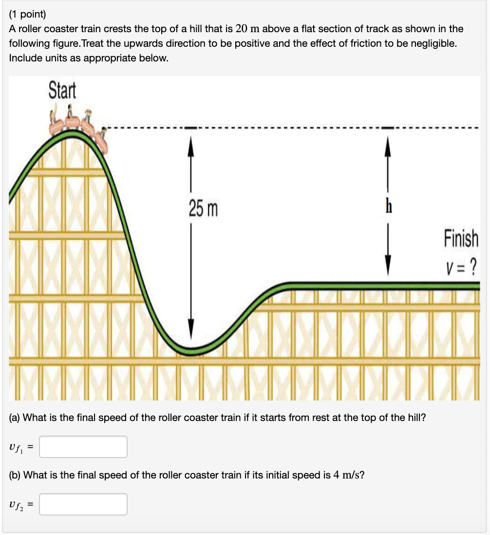 Solved 1 point A roller coaster train crests the top of a