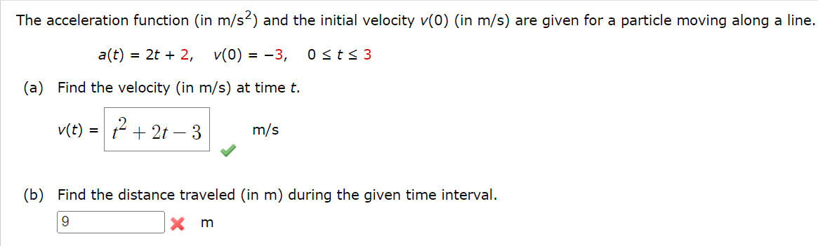 Solved The acceleration function (in m/s2 ) and the initial | Chegg.com