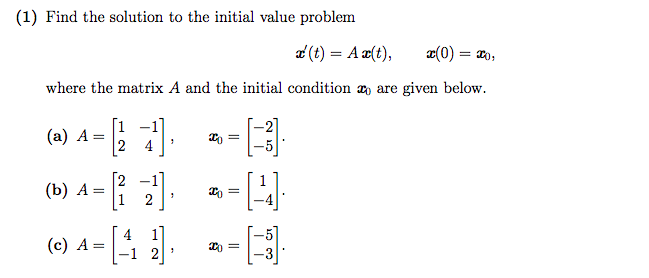 Solved (1) Find the solution to the initial value problem | Chegg.com