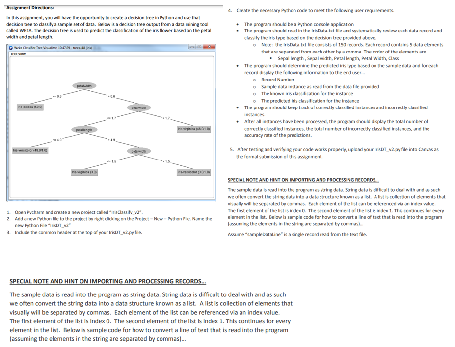 Solved The Iris Dataset Classification For PythonAssignment | Chegg.com