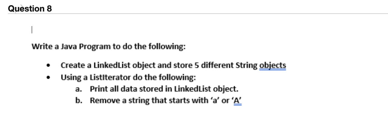 Solved Question 8 | Write a Java Program to do the | Chegg.com