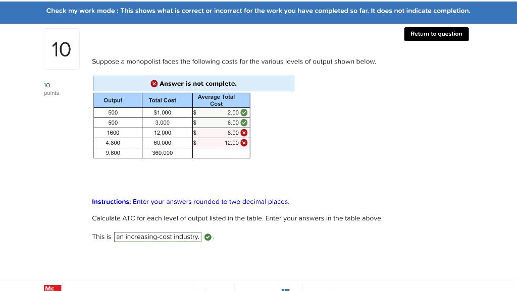 Solved Check my work mode : This shows what is correct or | Chegg.com