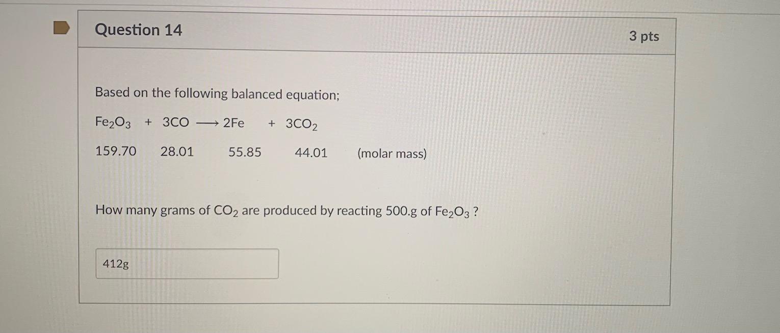 Solved Question 12 3 pts Based on the following balanced | Chegg.com