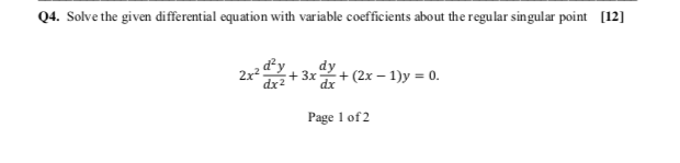 Solved Solve The Given Differential Equation With Variable Chegg