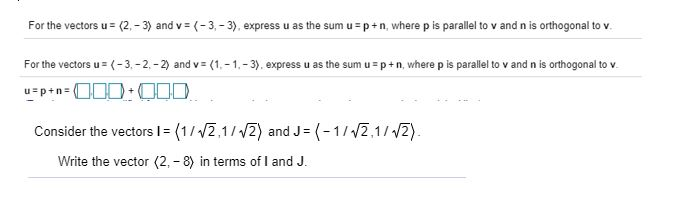 Solved For The Vectors U 2 3 And V 3 3 Express Chegg Com