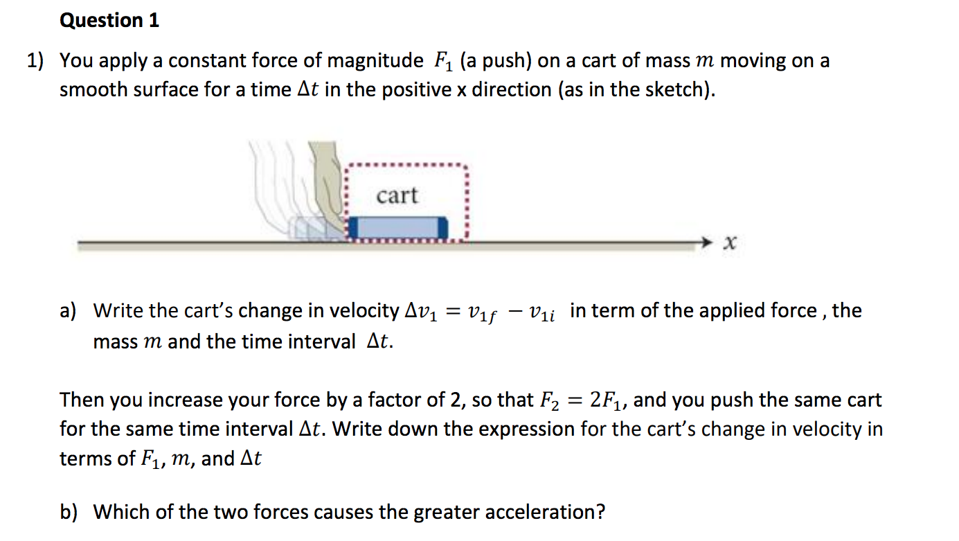 Solved Question 1 1) You apply a constant force of magnitude | Chegg.com