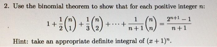 Solved Use the binomial theorem to show that for each | Chegg.com