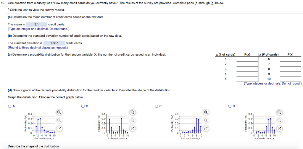 Solved 10. One question from a survey was "How many credit