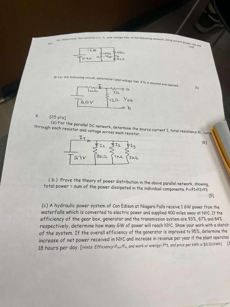 Solved (4) For the following circuit, determine I and | Chegg.com