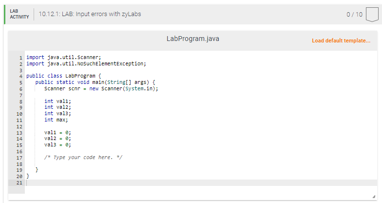 Solved 10.12 LAB: Input errors with zyLabs Write a program | Chegg.com