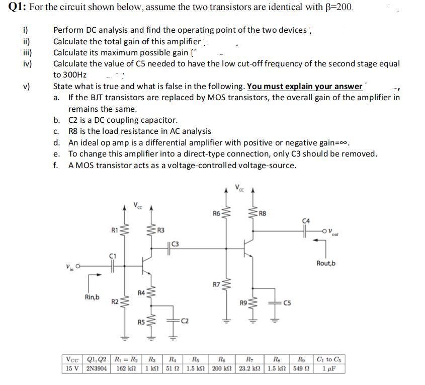 Solved Q1: For The Circuit Shown Below, Assume The Two | Chegg.com