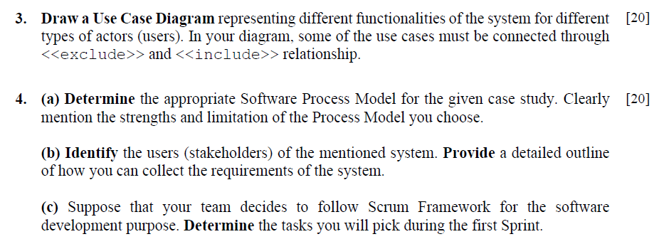 Solved 3. Draw a Use Case Diagram representing different | Chegg.com
