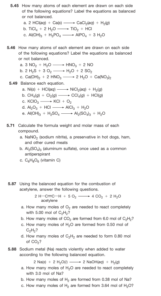 Solved 5.45 How many atoms of each element are drawn on each | Chegg.com