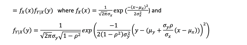 =fX(x)fY∣X(y) where fX(x)=2πσx1exp(2σx2−(x−μx)2) and | Chegg.com