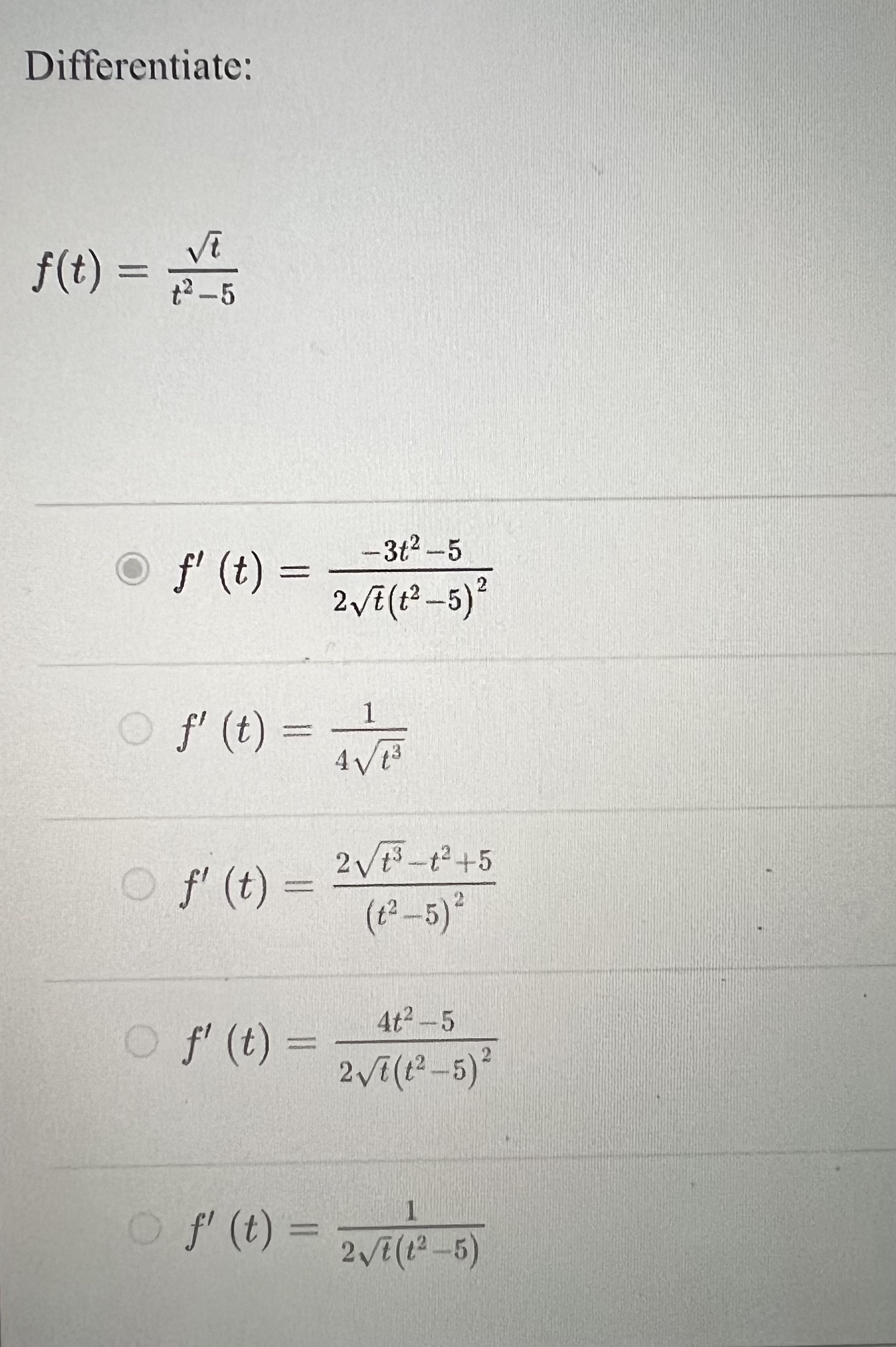 Solved Differentiate F T T2−5t