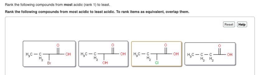 Solved Rank the following compounds from most acidic (rank | Chegg.com