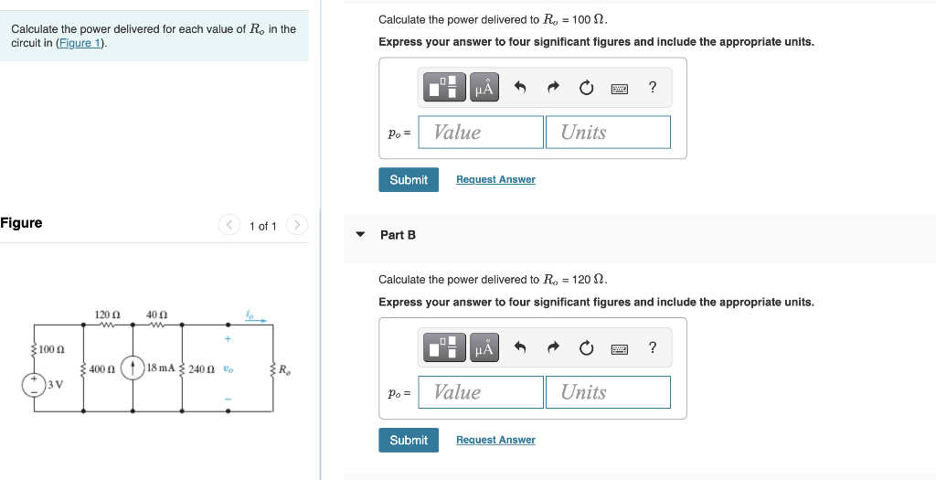 Solved Calculate The Power Delivered For Each Value Of Ro In | Chegg.com