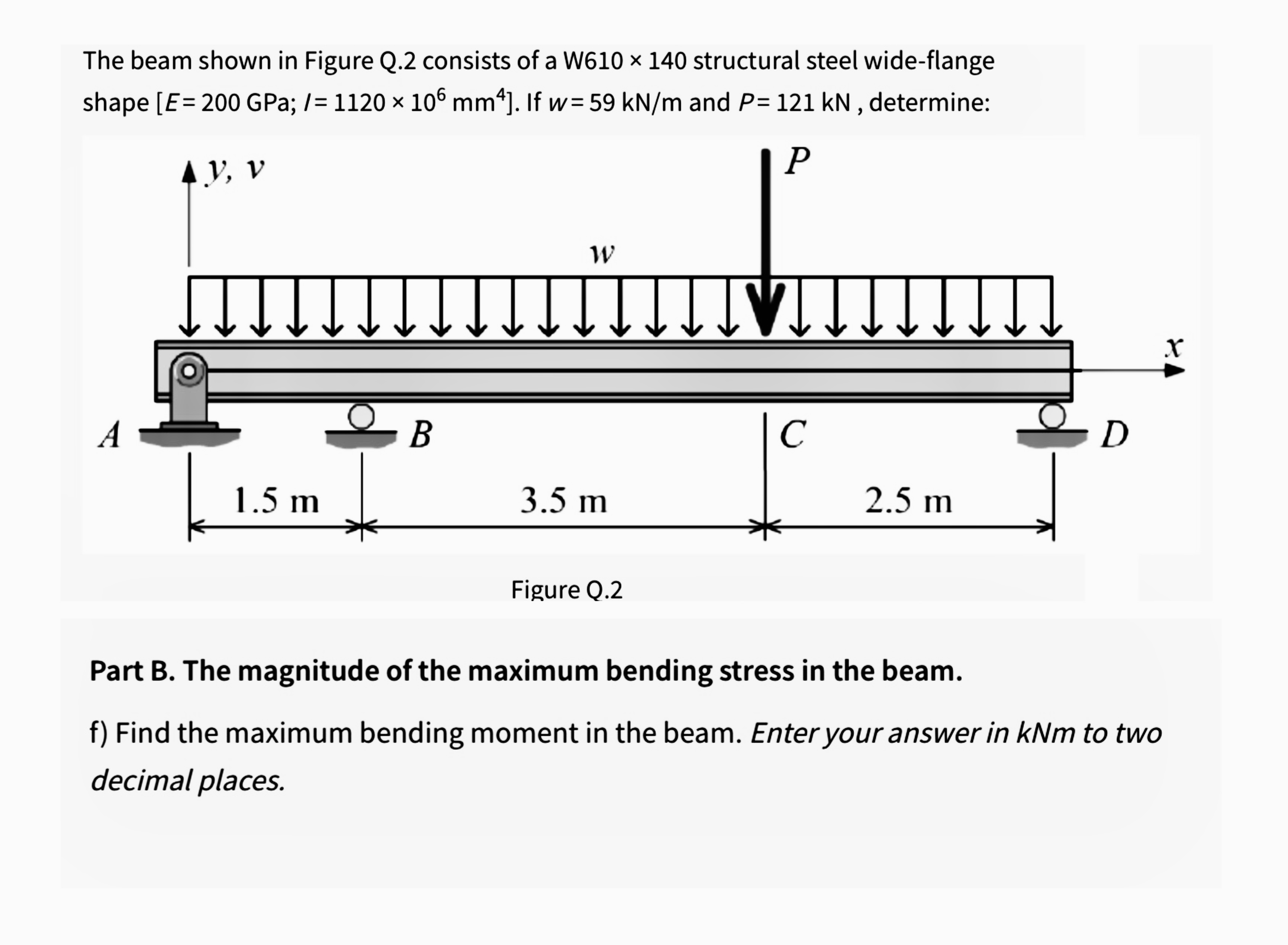 Solved The beam shown in Figure Q.2 consists of a | Chegg.com