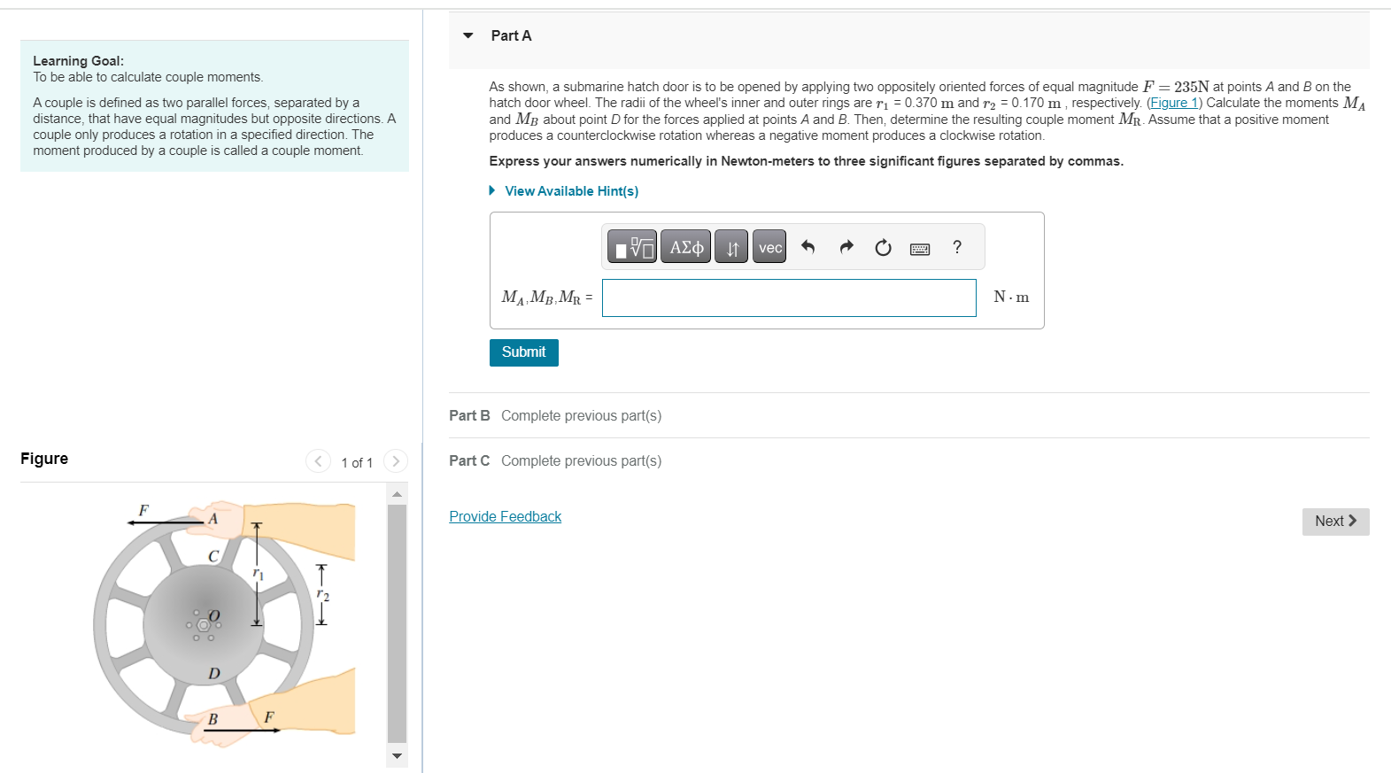 Solved Learning Goal:To Be Able To Calculate Couple | Chegg.com