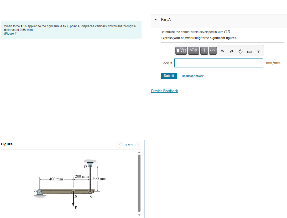 Solved When Force P Is Applied To The Rigid Arm ABC, Point B | Chegg.com