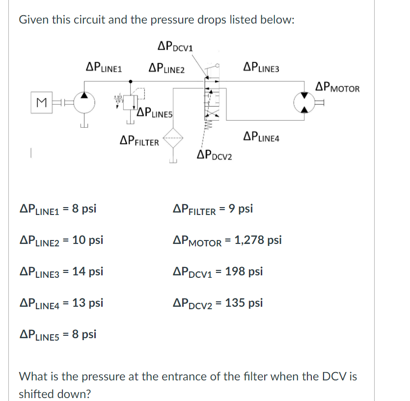 Solved Given this circuit and the pressure drops listed | Chegg.com