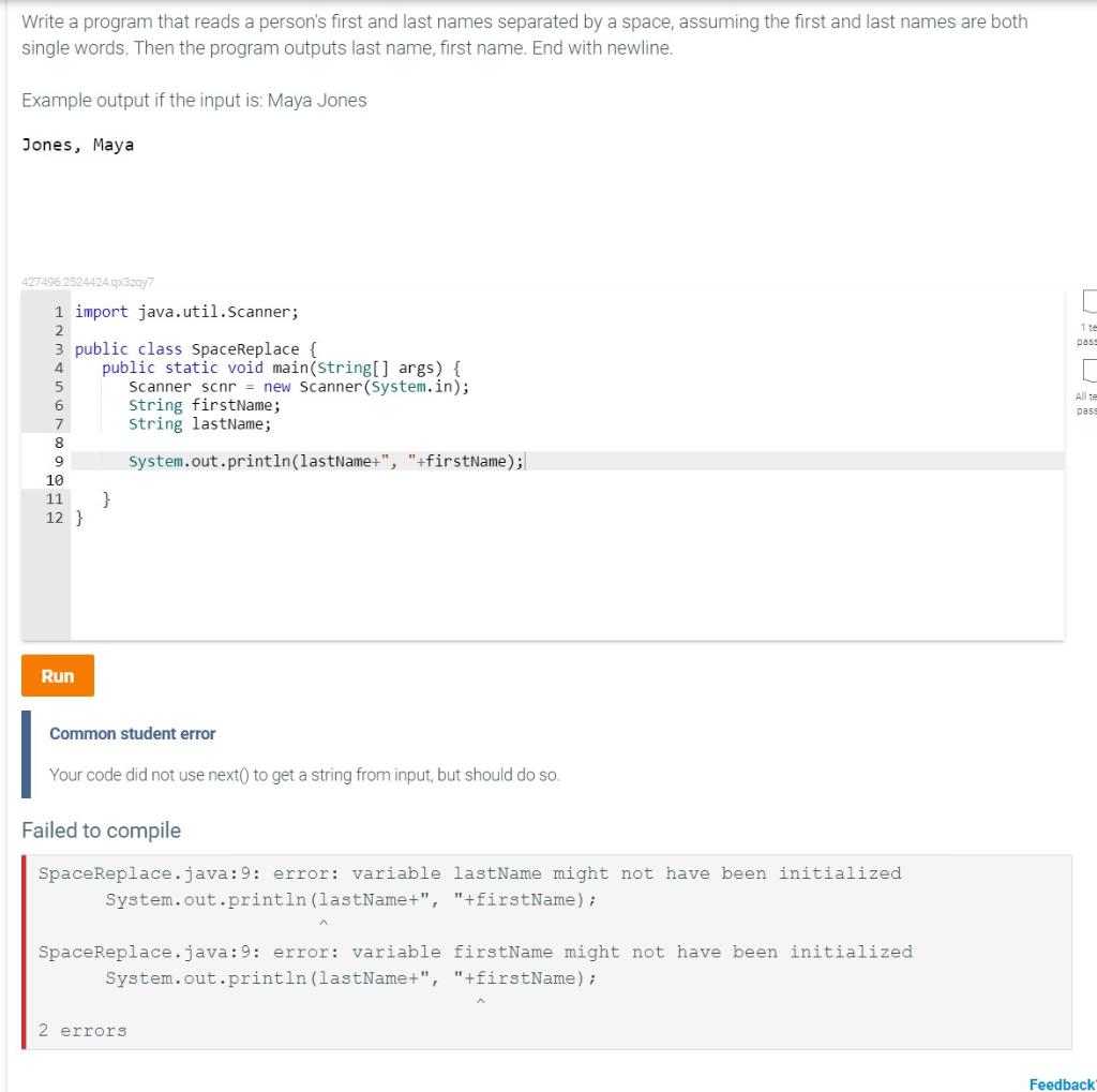 Solved Write A Program That Reads A Person s First And Last Chegg